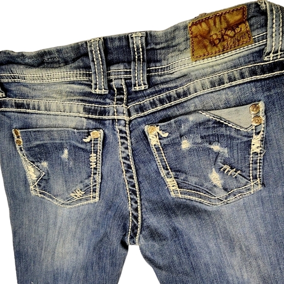 Bke Blue Jeans Distressed Y2K 90's Pants Bootcut Size 28 - Picture 4 of 12